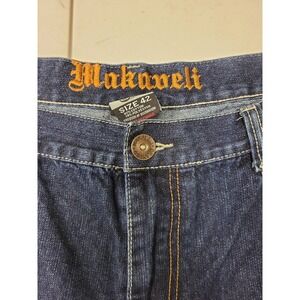 Makaveli Denim Shorts Mens‎ Size 42 Blue Jean Shorts Embroidered Big Tall Shorts